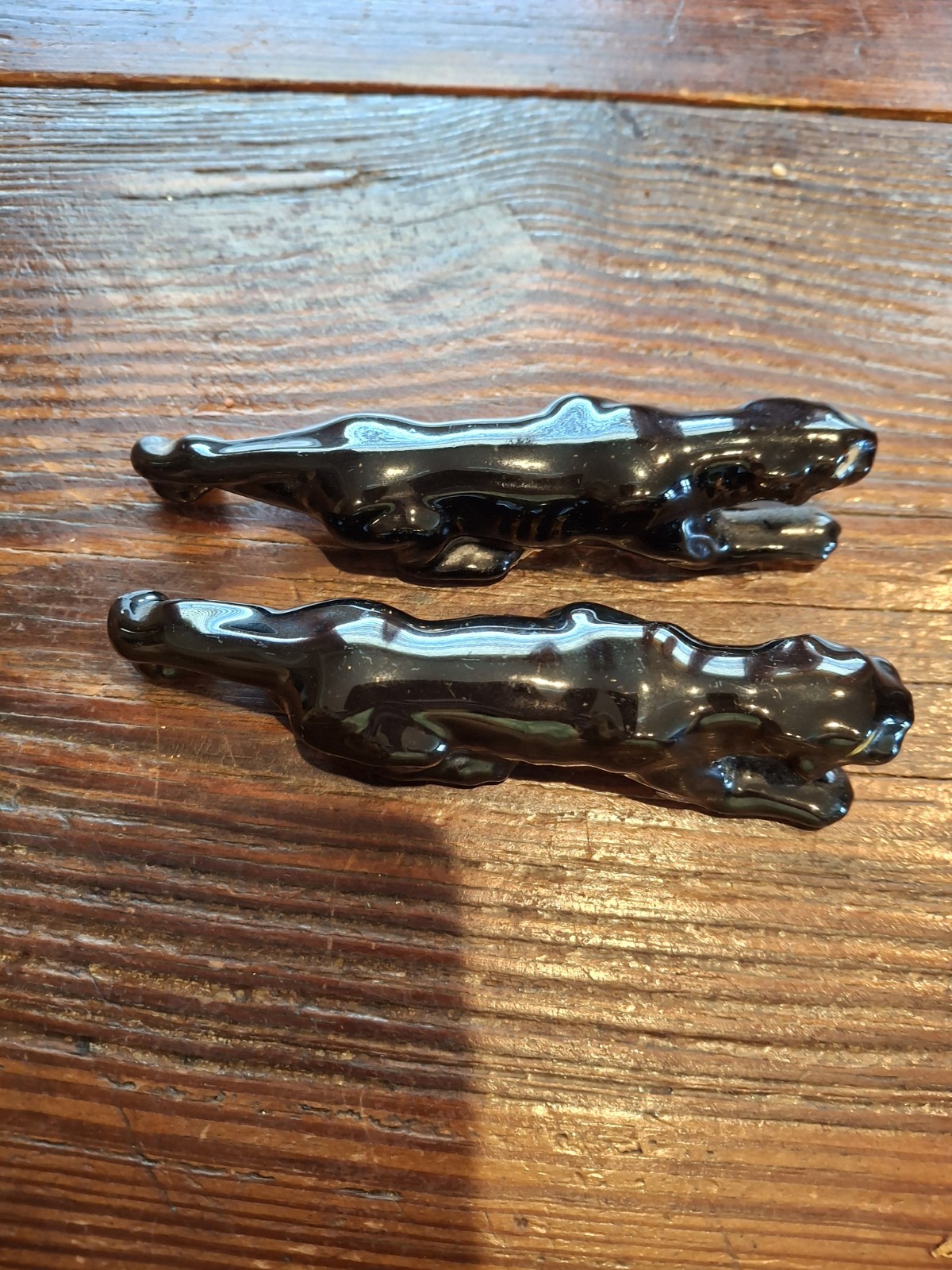 Pair of Vintage 1950’s Black Panther Figurines-Red Ware 5 inches long