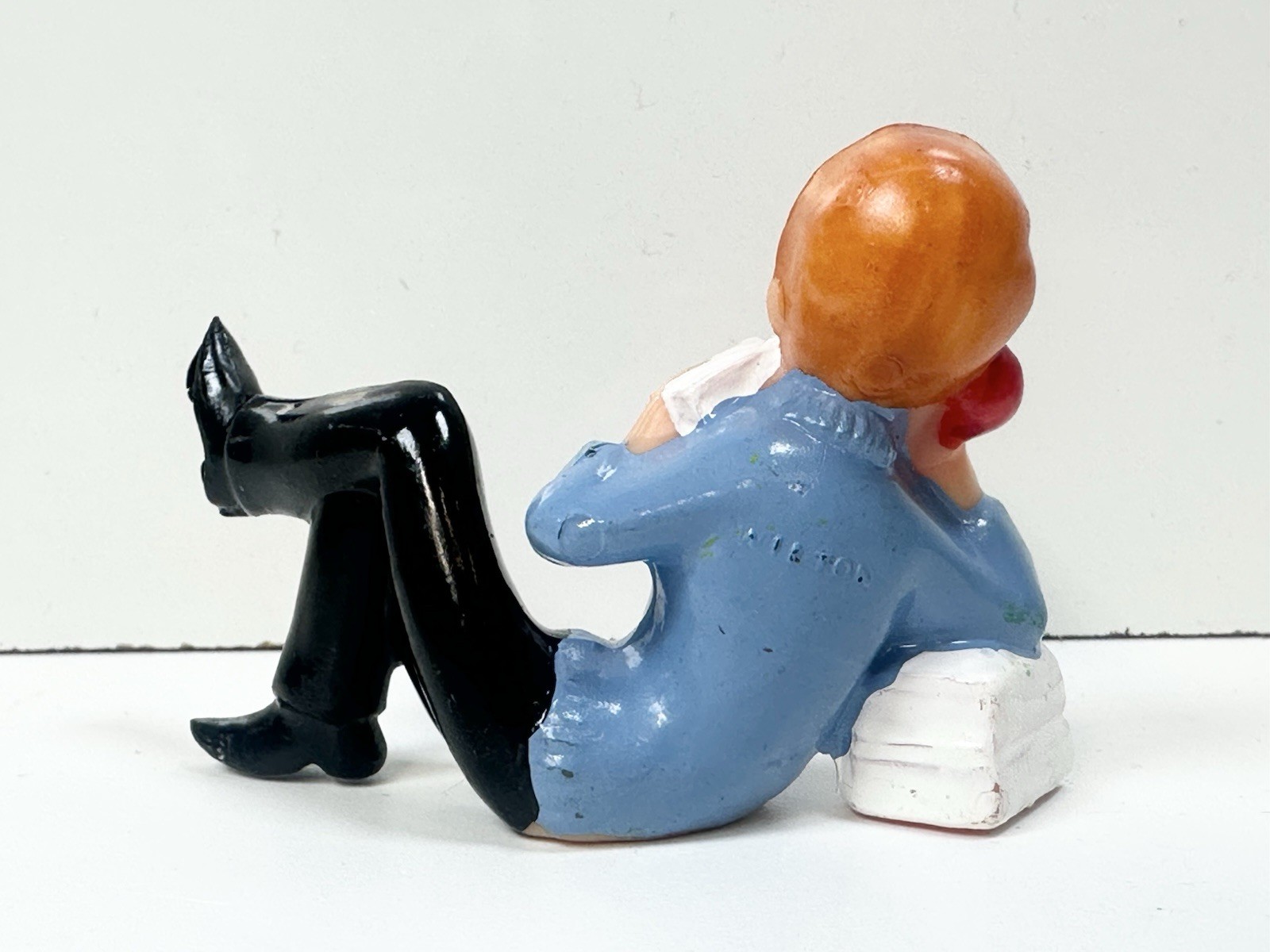 Vintage Plastic Toy Figure Boy on Telephone 1950s Cake Topper Decoration Wilton