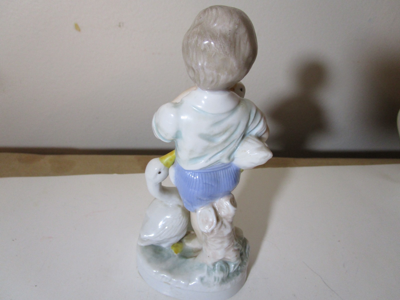 Candera # 6530-2 Porcelain Boy with Mama and Baby Geese Figurine Hand Painted