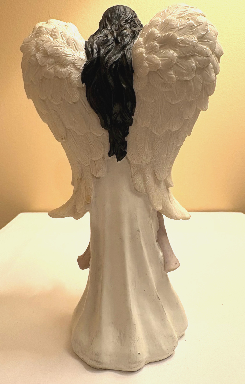 Black African American PRAYING ANGEL in white robe FIGURINE 8″