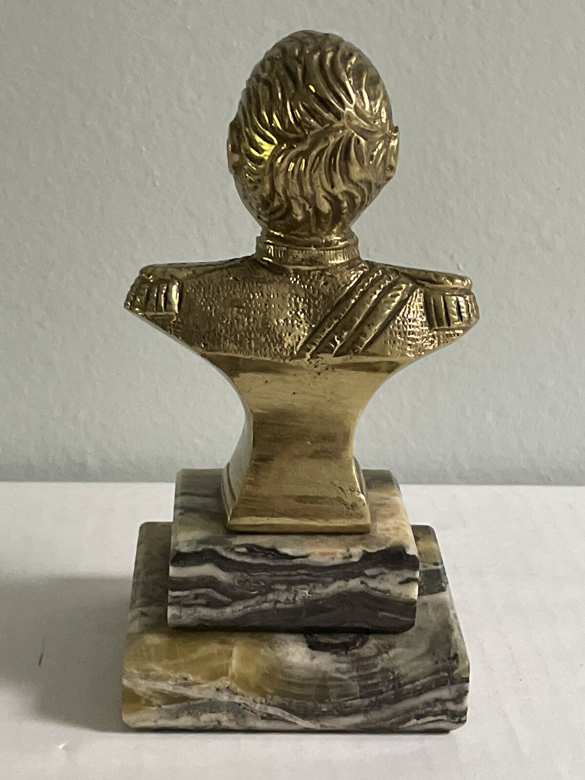 Miniature Brass Bust Of Bernardo O’Higgins Chile On Padded Marble Base *See Pics