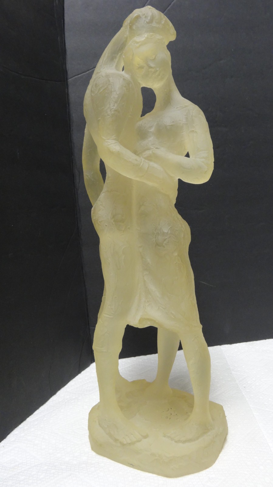 Lovers in an Embrace Semi-Opaque Resin or Lucite 15.25″ Tall Unique!!