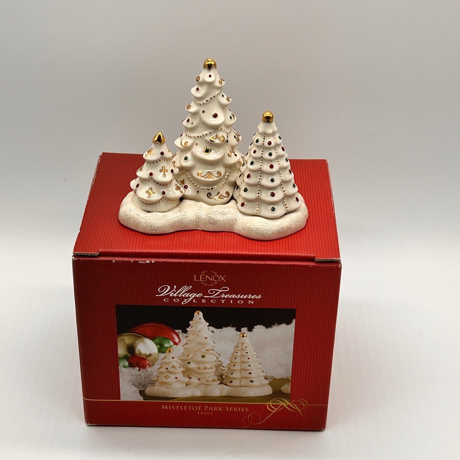 Lenox China Trees 2009 Mistletoe Park Village Treasures Sculpture Christmas