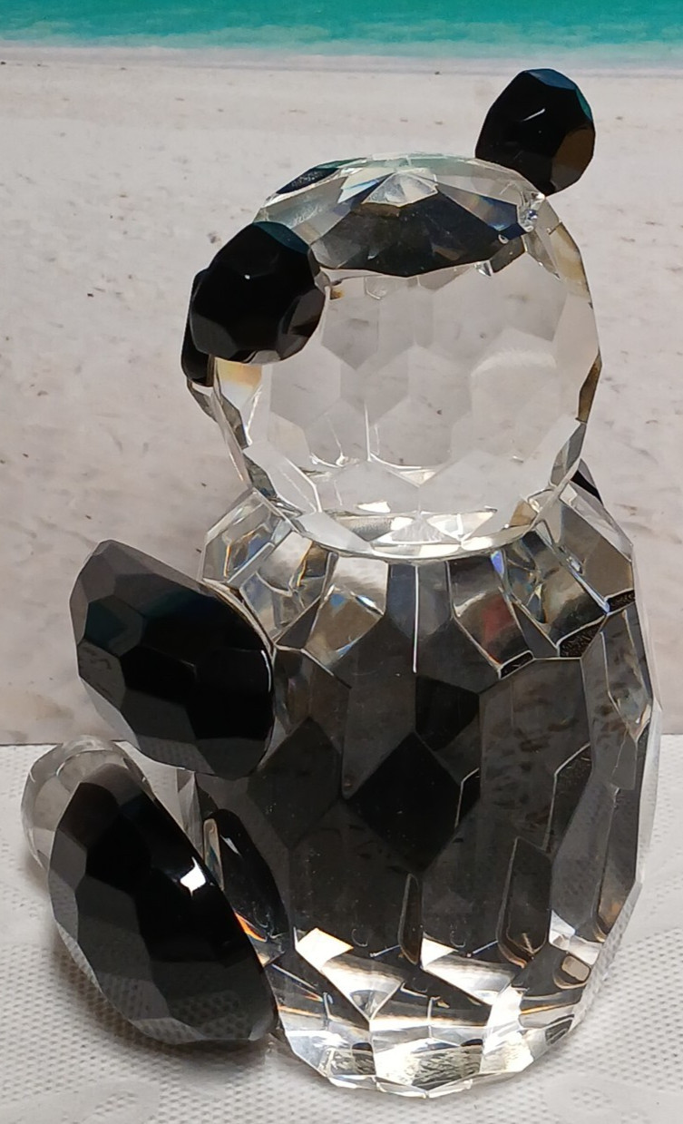 Black and Clear Sitting Crystal Panda Bear by Shannon Crystal Designs of Ireland