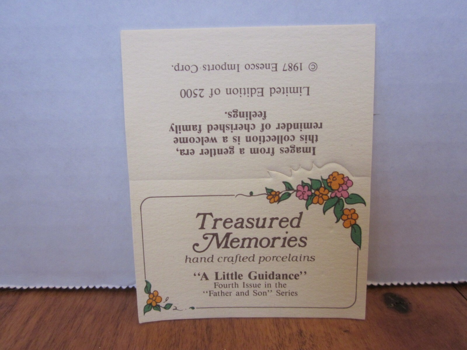ENESCO 1987 Father & Son Series “A Little Guidance” Figurine, Original Box, COA