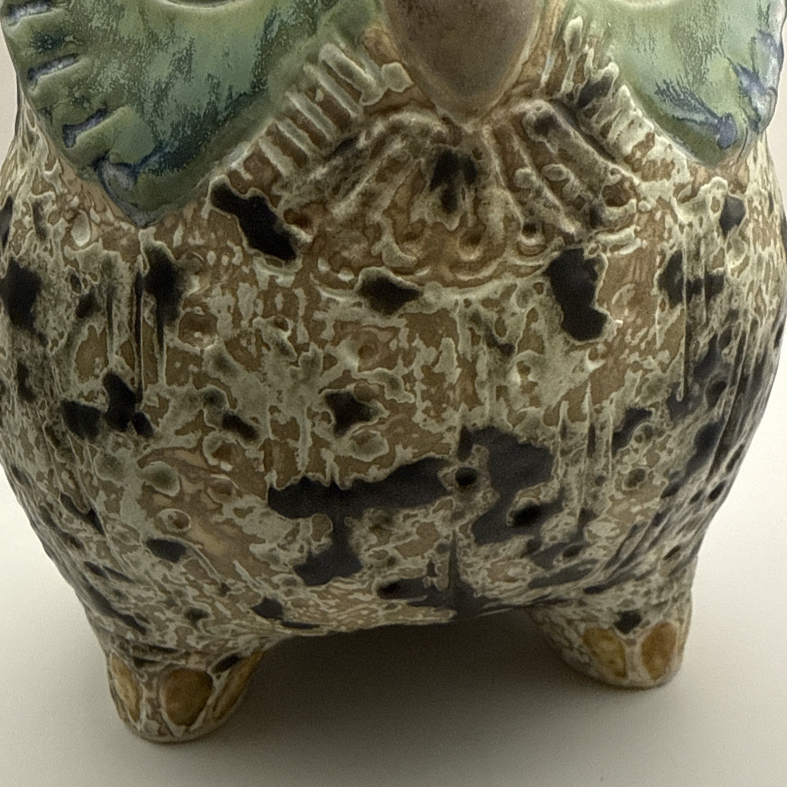 Lladro Owl Figurine 6in Brown Green Glazed Ceramic Hand Made in Spain Vintage