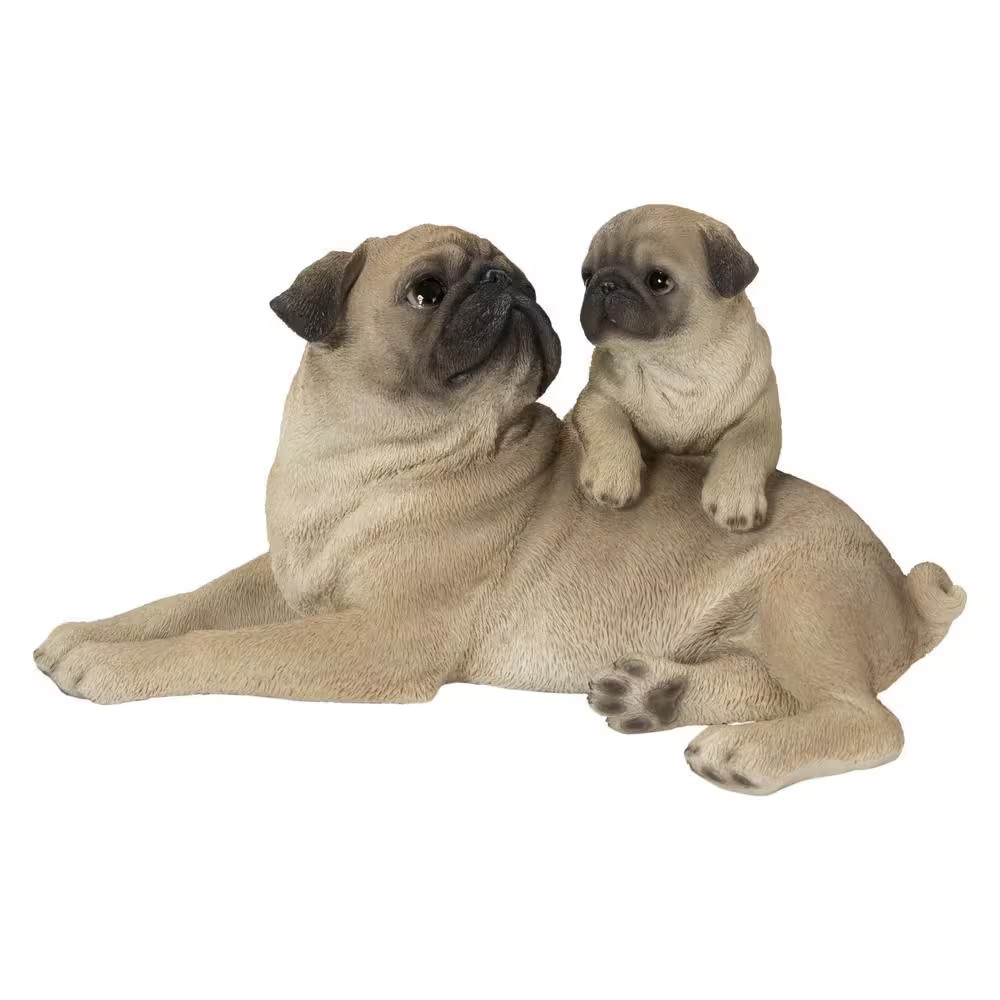 Mother and Baby Pugs Statues
