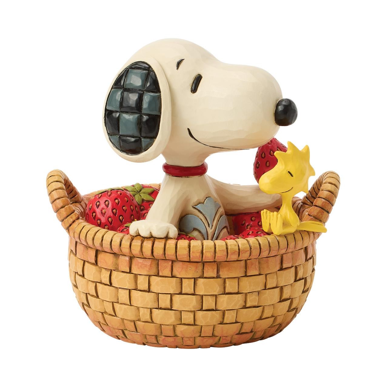 Jim Shore Peanuts Snoopy & Woodstock in Strawberry Basket Figurine 6017870