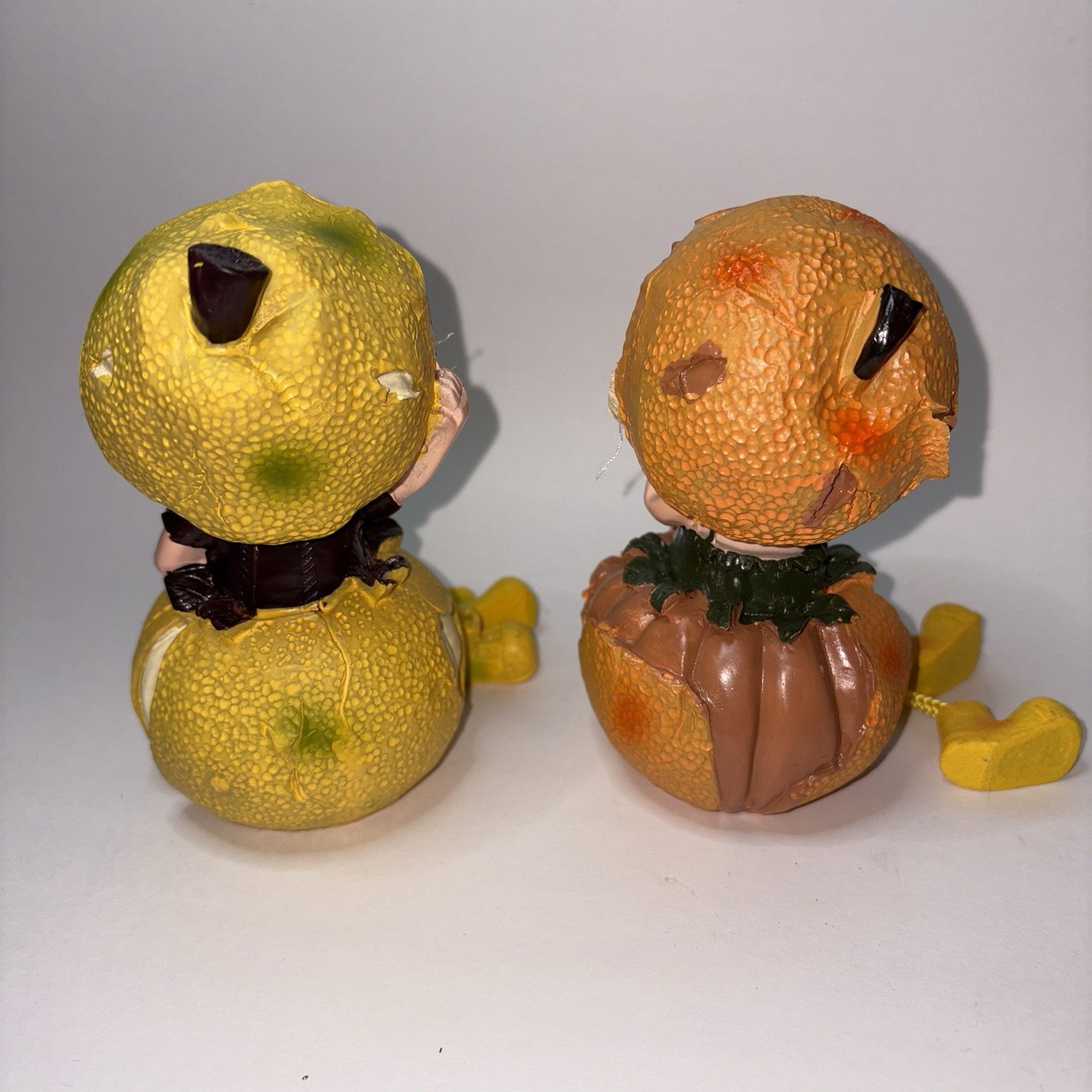 Lemon & Orange Dangling Leg Shelf Sitter Girl Figures Resin Kitchy Adorable 5”