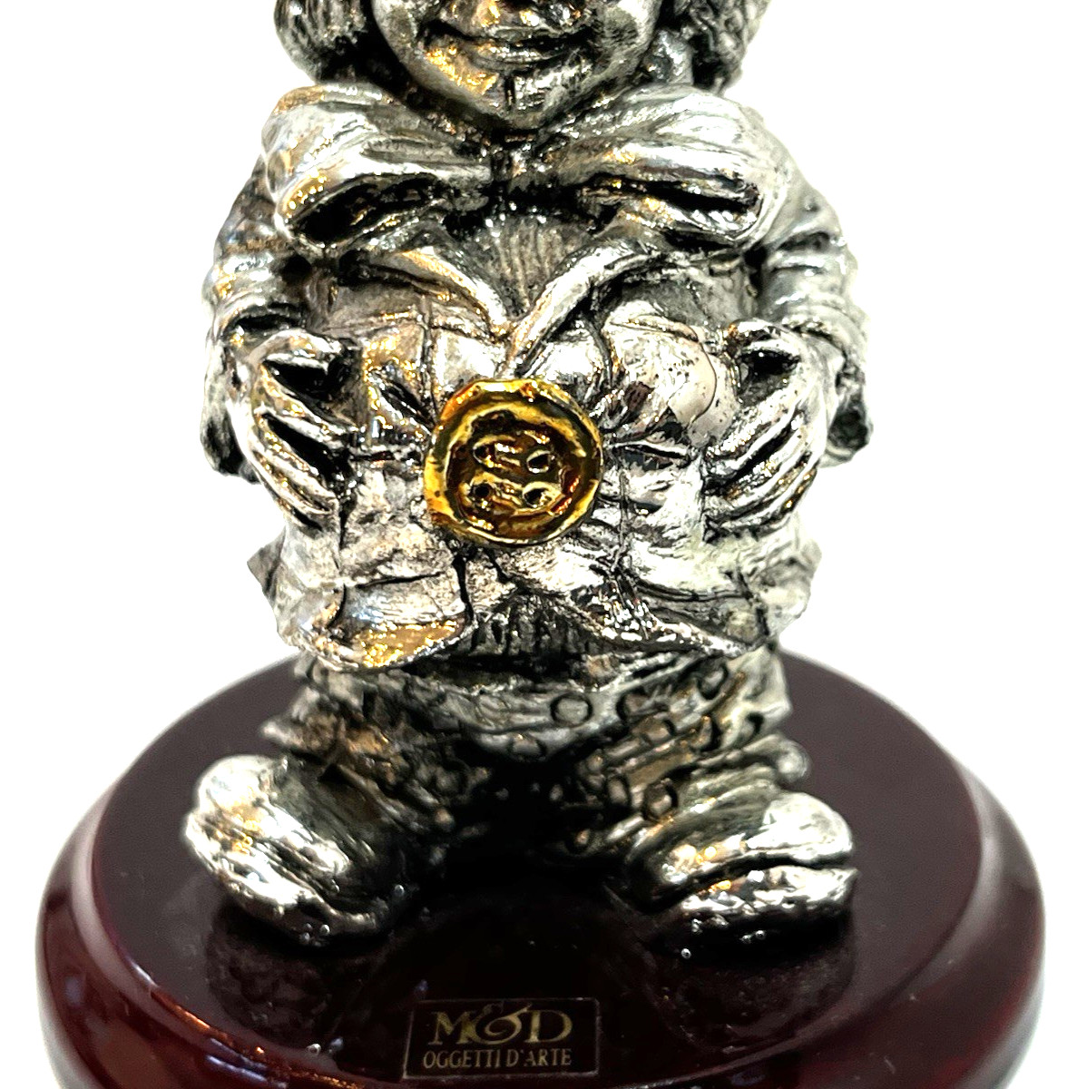 Vintage L. Toni Silver Clown Figurine Sculpture Signed Resin M&D OGGETTI D’ARTE