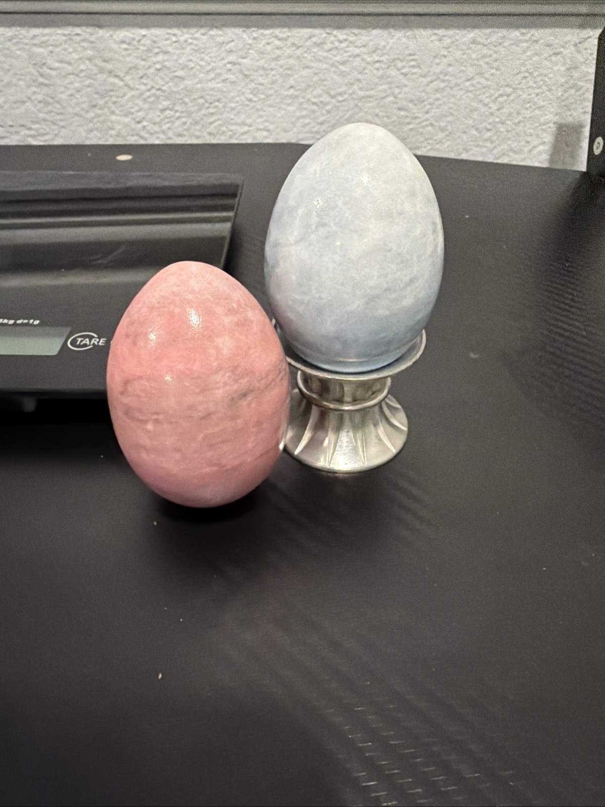 K’s Collection Set of 2 Vintage Marble Alabaster Eggs Marble Stone
