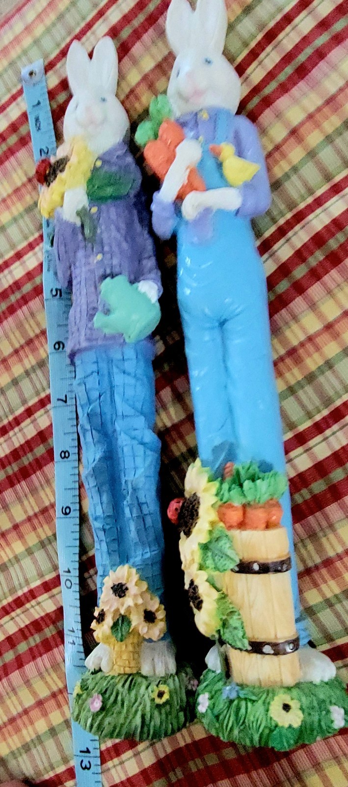 Decorative Pair Of Male & Female Spring Tall Collectible Colorful Bunnies