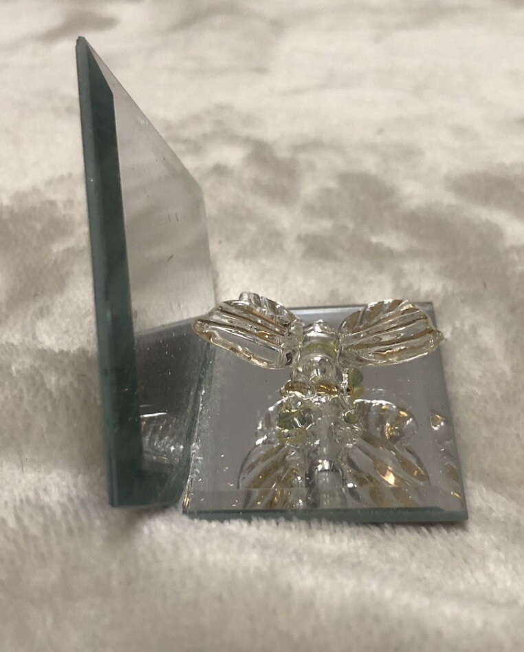 Glass Butterfly With Mirror Mini Figure Clear/Gold 1.5×3” NEW