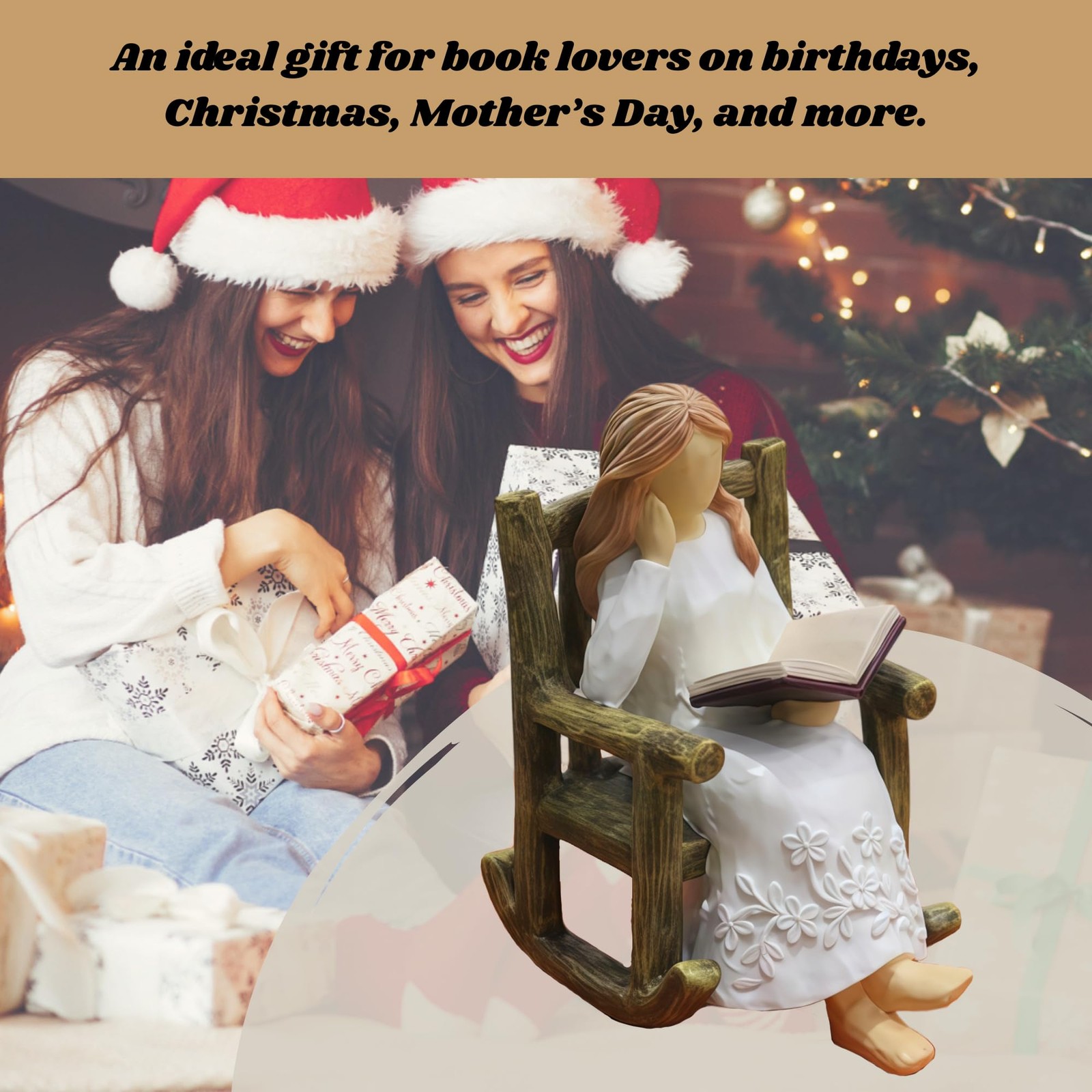 Book Figurine for Shelves Gifts for Women Readers Resin Reading Woman Statue …