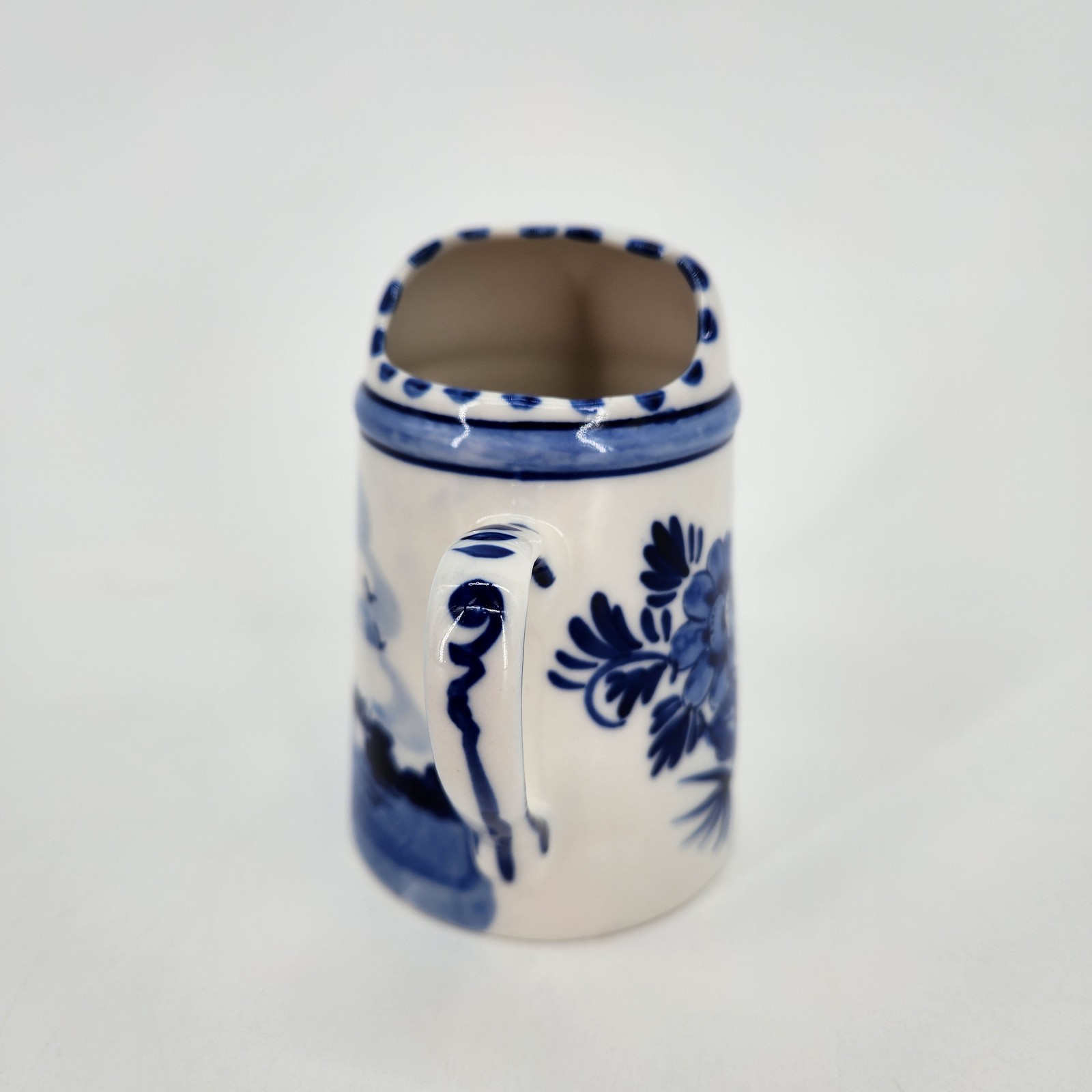 Vintage Delft Blue Windmill/flower Watering Can. Hand Painted Mini Ceramic.