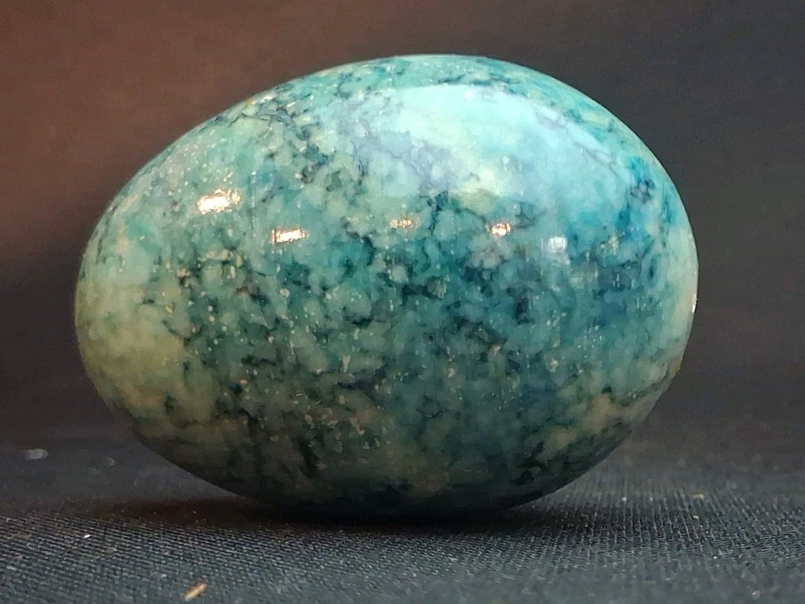 3 Vintage Italian Alabaster Eggs Purple, Blue, Pale Yellow