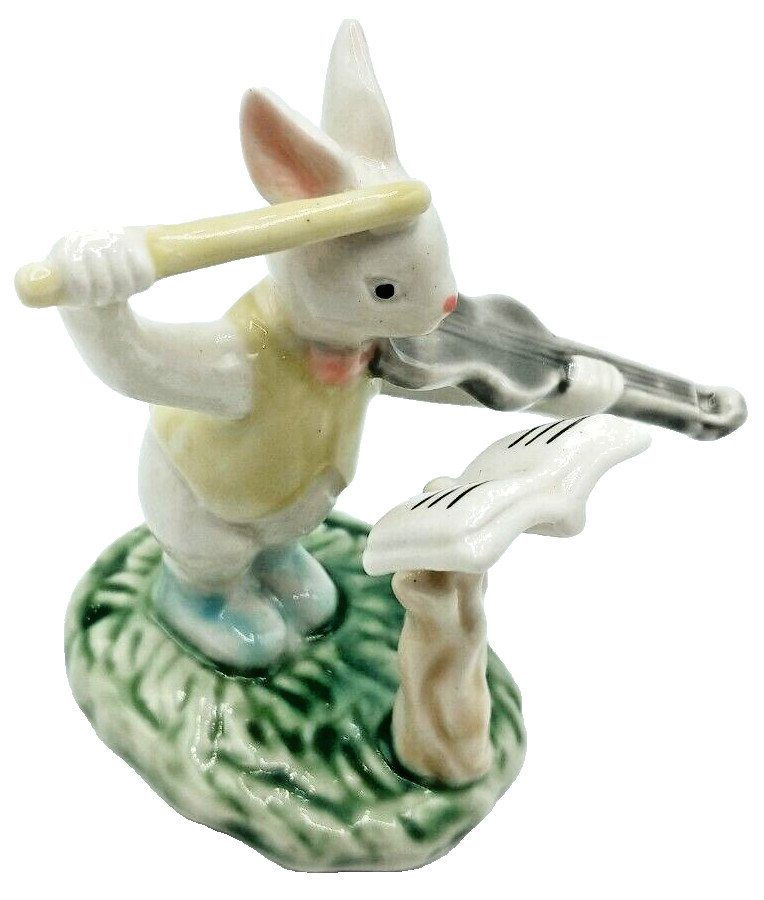 Vintage Anthropomorphic Bunny Rabbit Violinist Porcelain Single Figurine 3″H