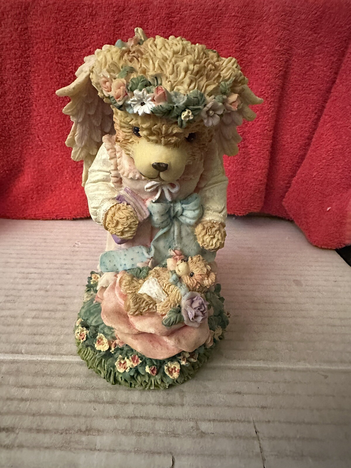 Teddy Bear Angel Watching Over Baby Bear Figurine Resin Dwk148