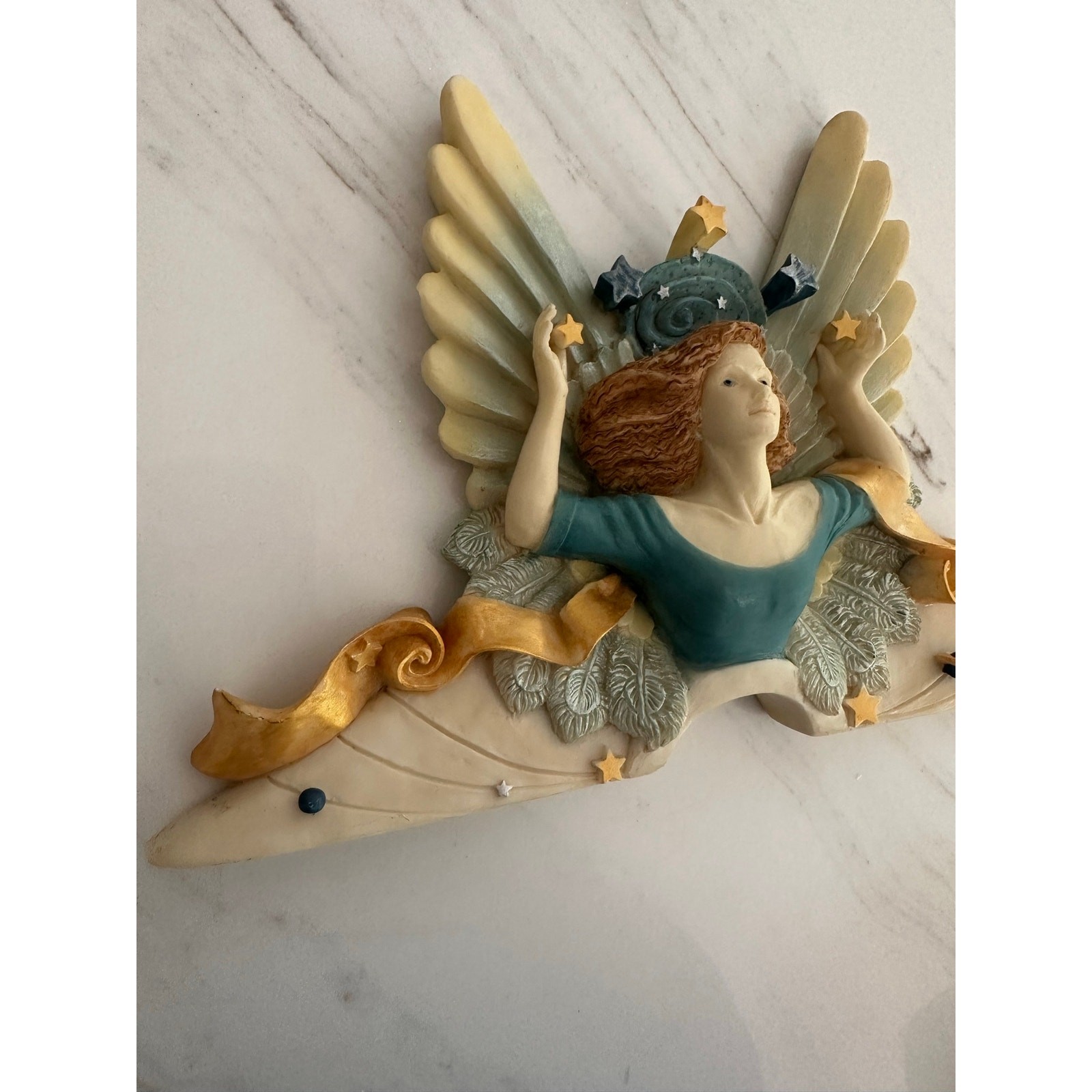 VTG 1998 Penni Jo UDC Angel Wall Plaque 11″ Wall Art Stars Wings Fantasy Decor
