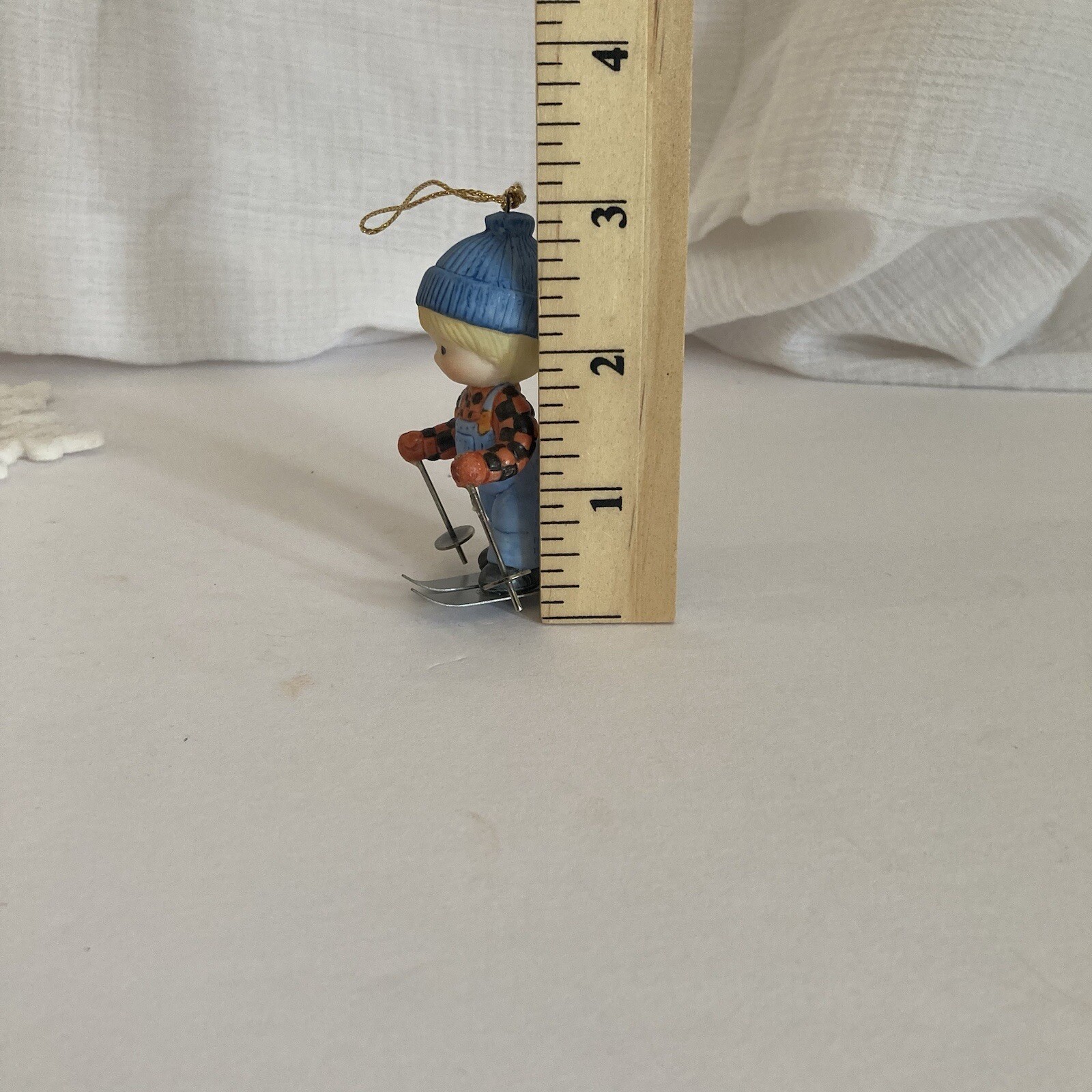 Vintage 1985 Enesco Country Cousins Katie Football Player Skiing Ornament Lot