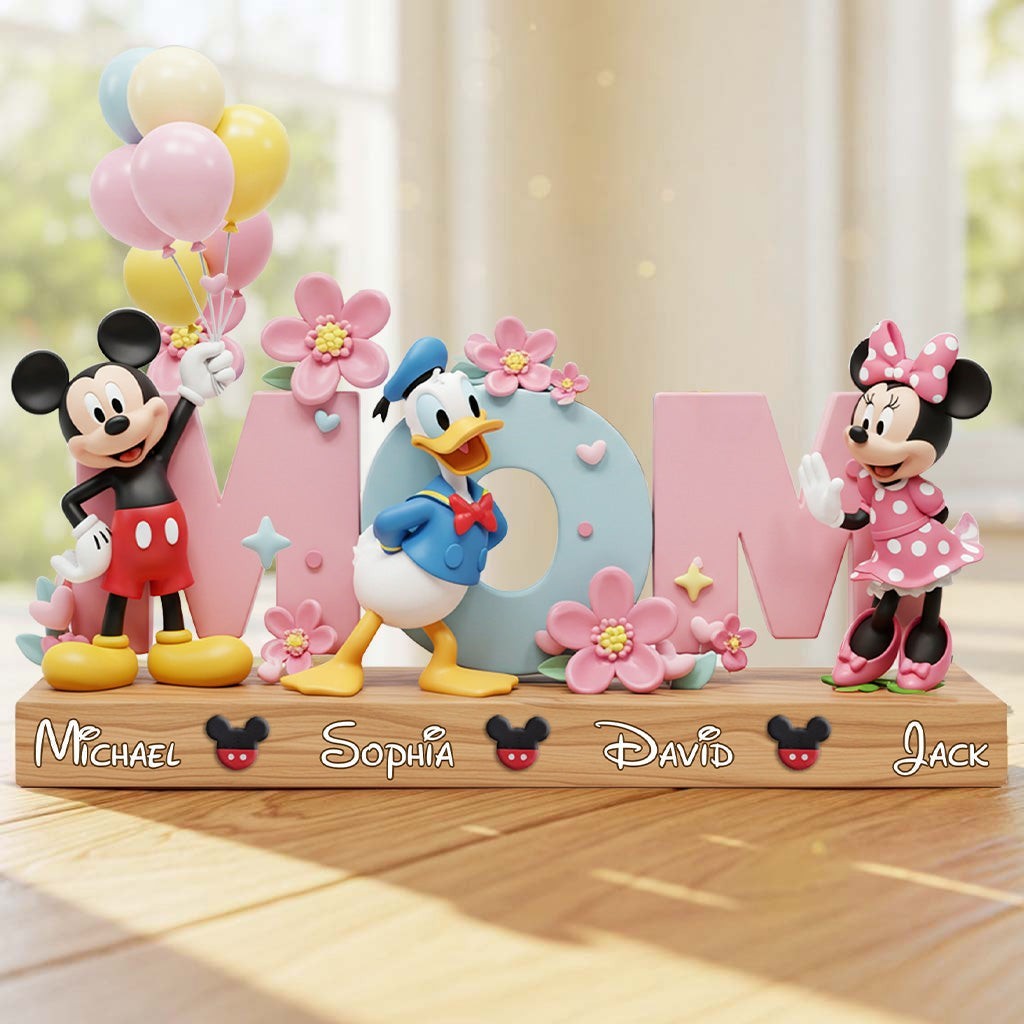 Personalized Disney Mom Kids Family Acrylic Plaque Wooden Block Desk Decor Gift