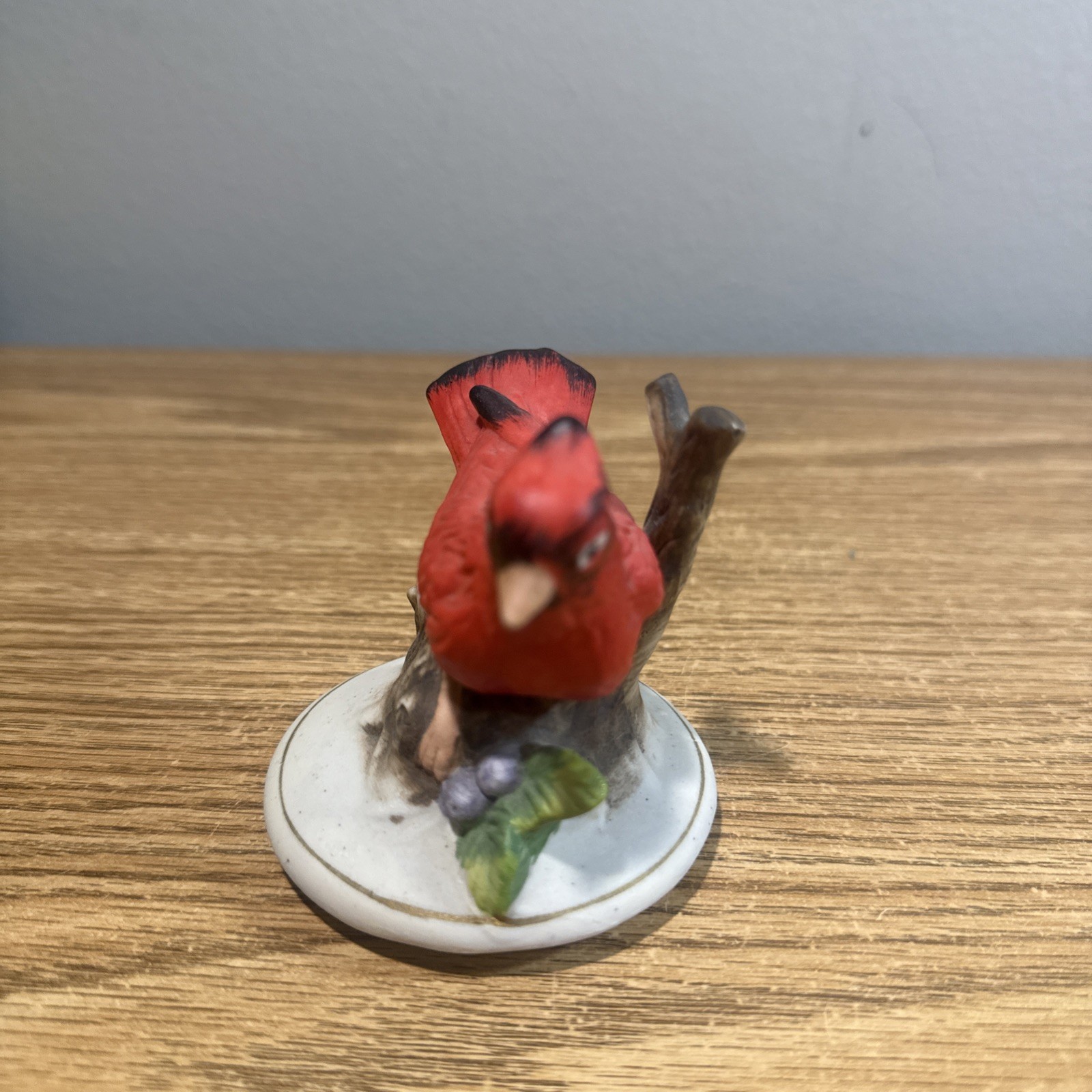 Red Porcelain Bird Figurine Hand Painted