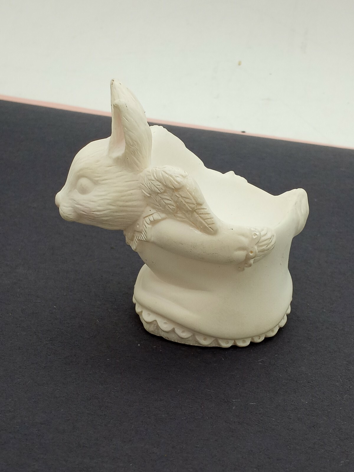 Vintage White Bunny Rabbit ( Egg Holder?) Plastic Figurine Hmk Cds Easter Decor