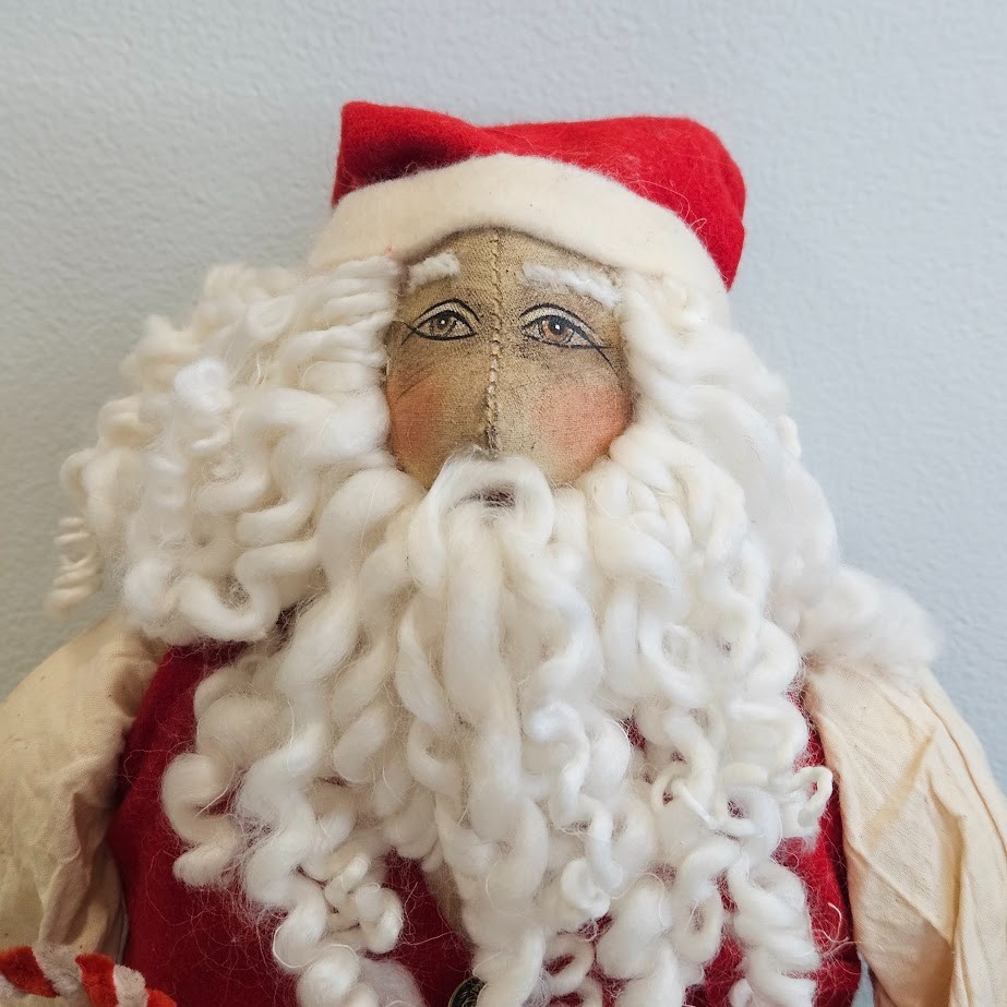 Joe Spencer Gathered Traditions Candy Cane Santa Claus Figure with Original Tag
