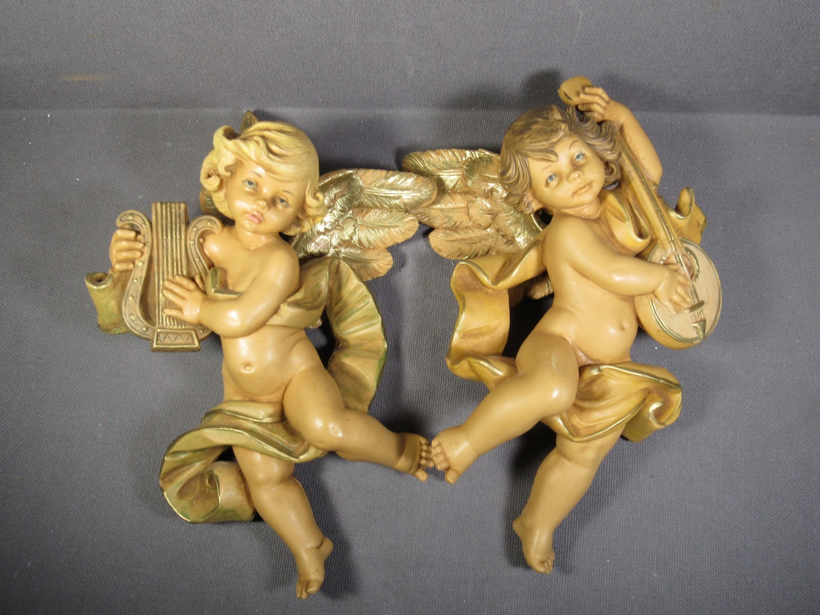 Fontanini Cherubs 2 Italy Depose 1984 Vintage Marked Simonetti 7″ x 4.5″ Resin
