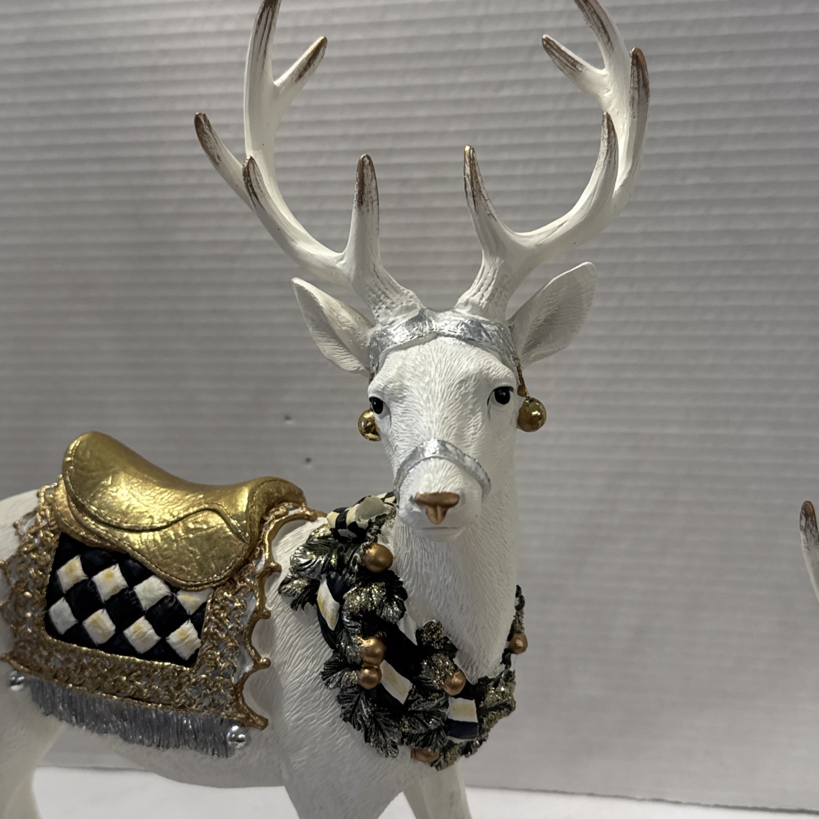 Mackenzie Childs Winter White Stag Bundle – Standing and Matching Resting Stag