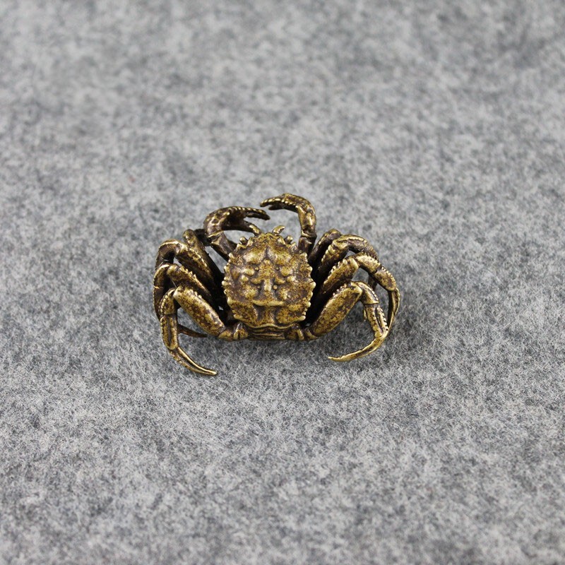 Pure Brass Small Crab Figurine Tea Pet Ornament Animal Miniature Statue Craft