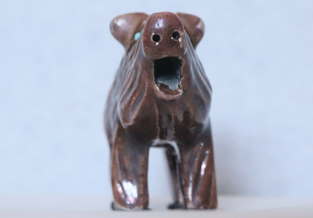 Miniature Ceramic Wild Boar Figurine Beautiful Brown Glazed Surface 2″H x 3″ L