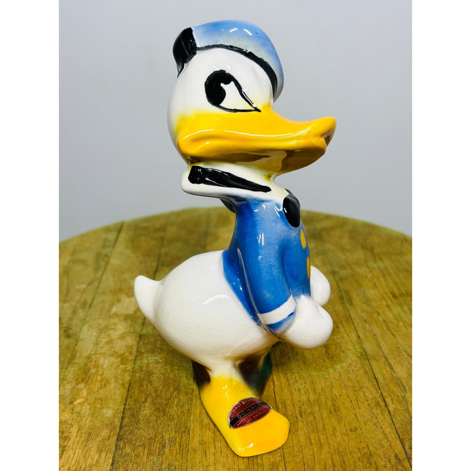 Mid Century Vintage Disney Donald Duck Ceramic Figurine by American Pottery Co.