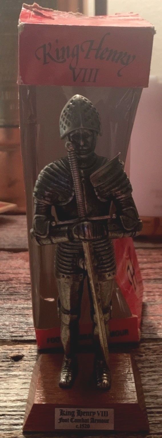 King Henry VIII In Stylized Foot Combat Armor Pewter Figurine Wood Base Westair