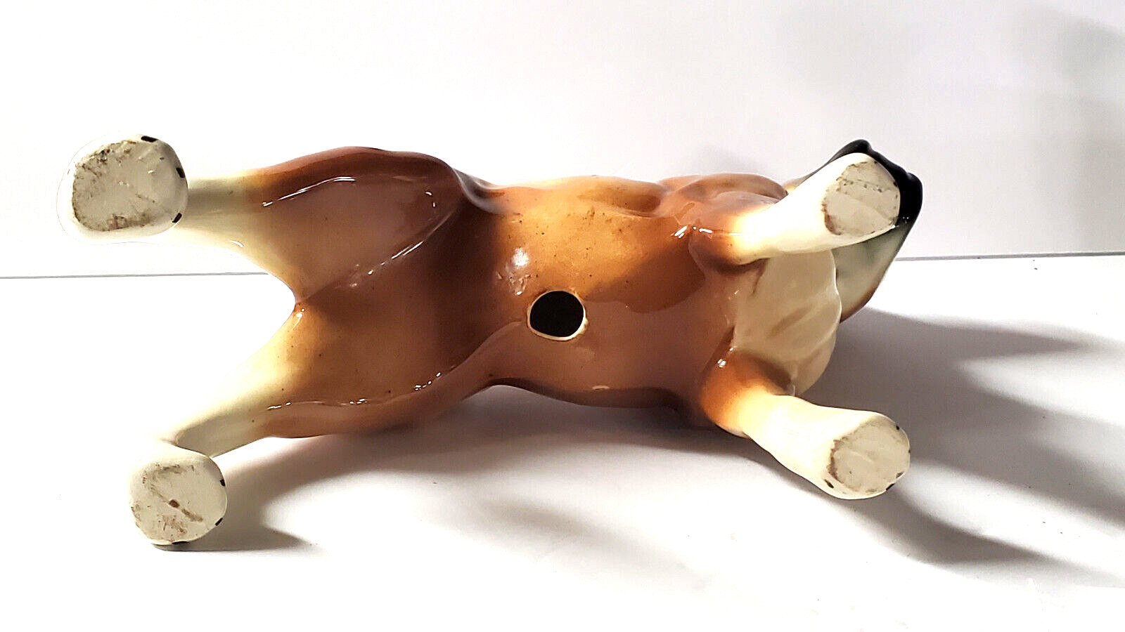 Vintage Boxer Dog Porcelain Figure Brown Figurine 7 5/8″