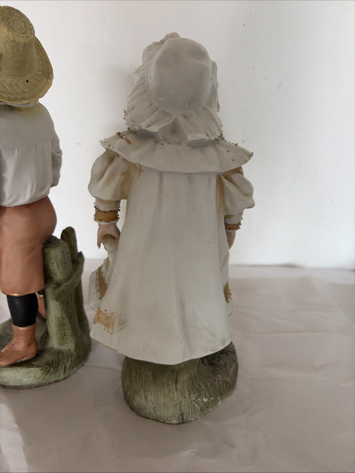 A Pair Of Antique Bisque Figurines Children Framers Late 19th Century