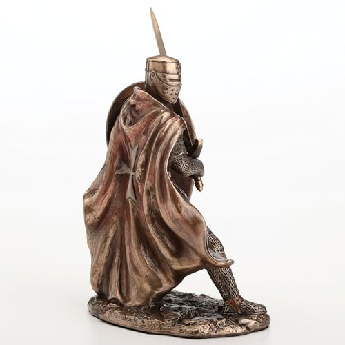 Veronese 7″ Knights Templar Sword & Shield Sculpture, Cold Cast Resin Bronze