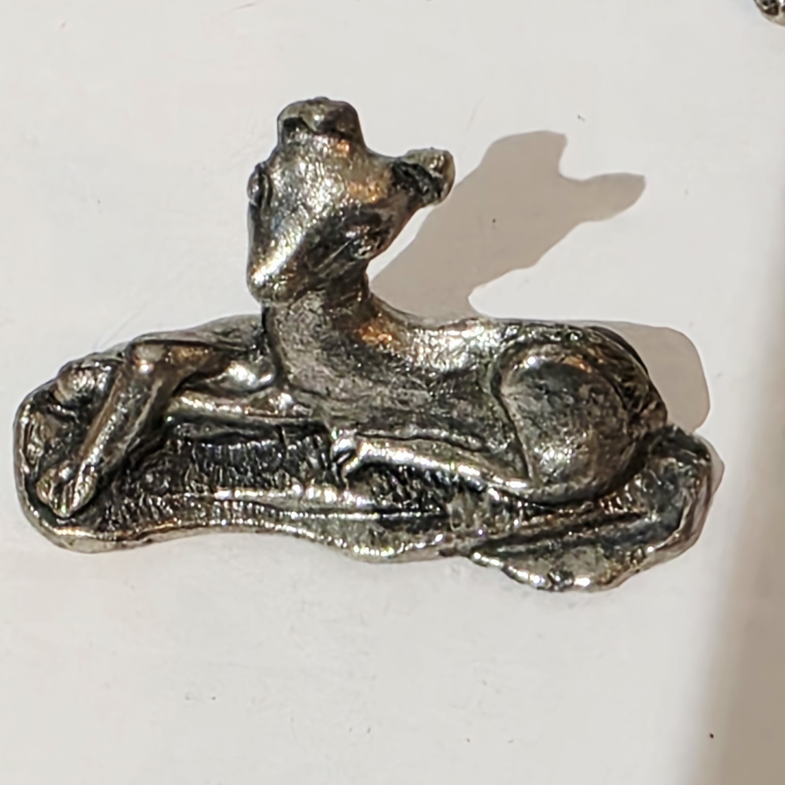 Lot of 5 Vintage Mini Silver Tone Metal Animal Figures 2 Deer, 2 Dogs & Unicorn