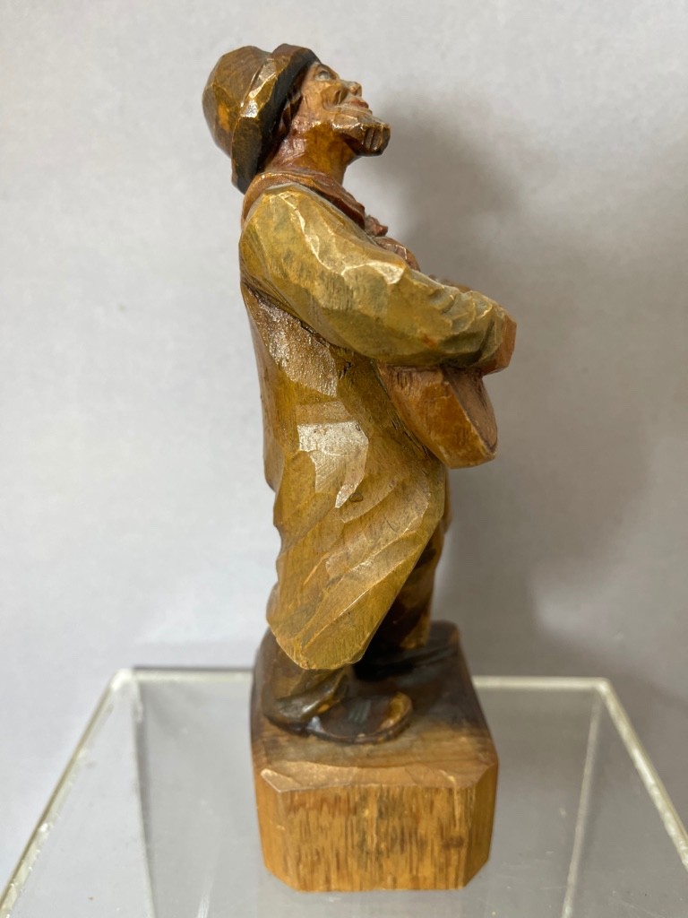 Vintage Anri Hand Carved Wooden Musician Guitar Player Figurine 7″
