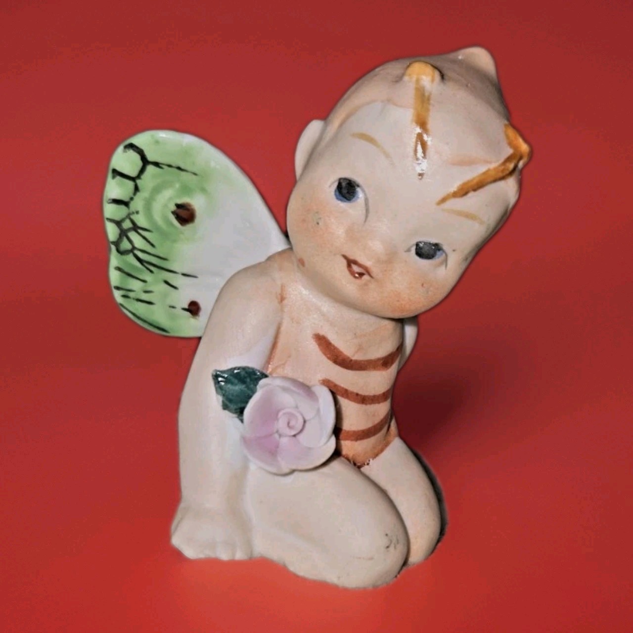 Butterfly Fairy Pixie Baby Bisque Porcelain Figurine Vintage Kitsch MCM 2.5″