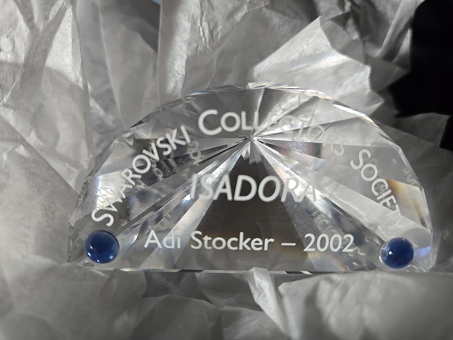 Swarovski Crystal Collector’s Society Isadora Title Plaque 2002