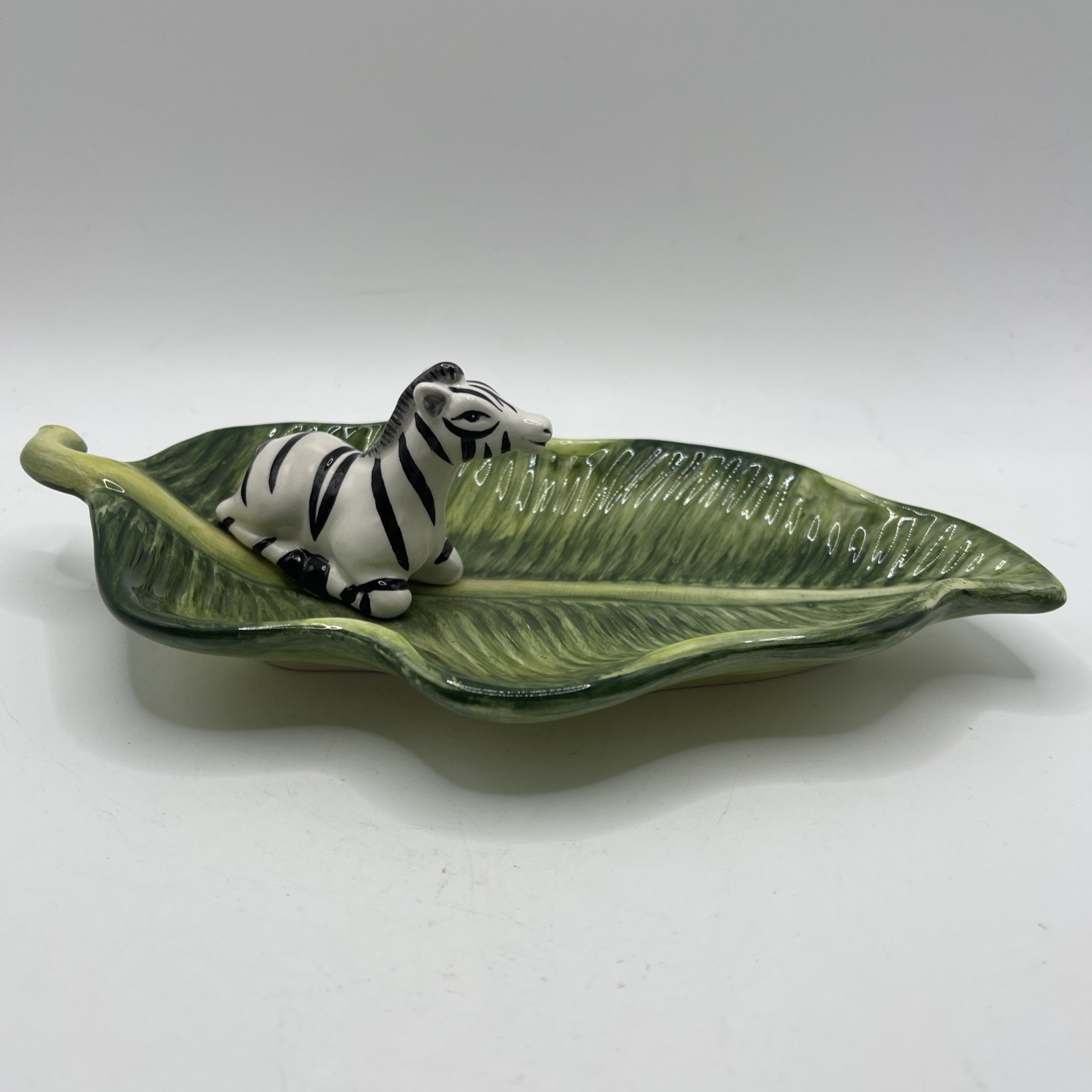J Willfred The Charles Sadek Zebra and Giraffe on Banana Leaf Tray Dishes