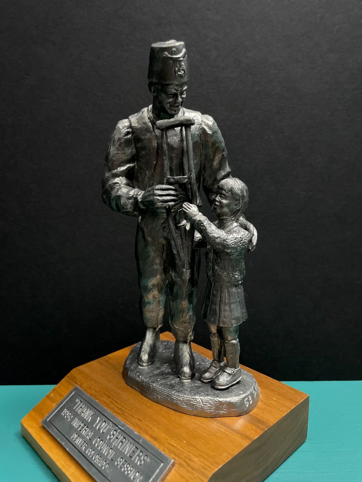 1994 Michael Ricker Pewter Shriners Children Hospital Mason Girl Fez Art Statue