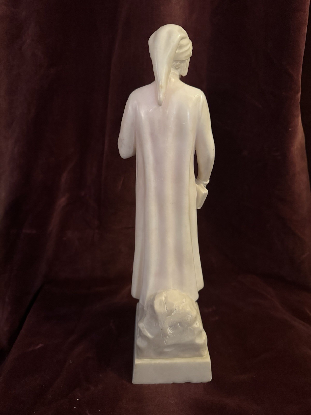 Large Hand Carved 17” Alabaster Statue of Dante Alighieri Early 20th Century