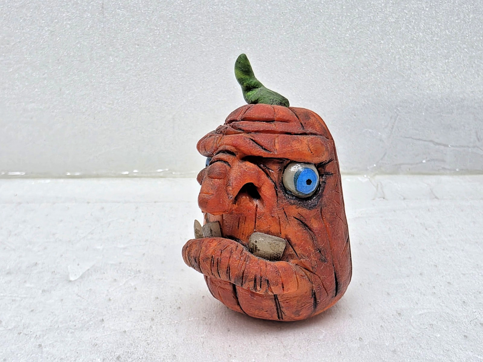 Ugly Polymer Clay Jack-O’-Lantern Handmade Sculptures Set Of 6