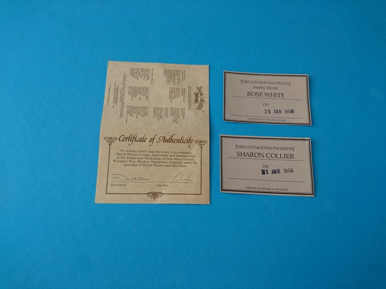 GATEKEEPERS – DAVID WINTER COTTAGES – JOHN HINE LTD – 1988 (4″X3″X5″) COA & BOX