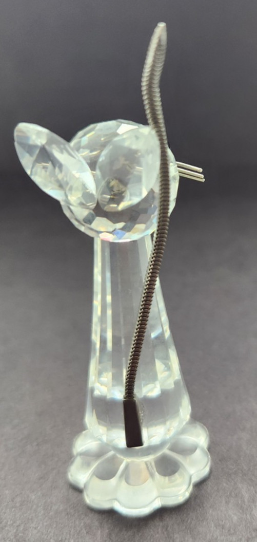 Swarovski Crystal Cat Figurine-Faceted Crystal-Metal tail & whiskers-beaded eyes