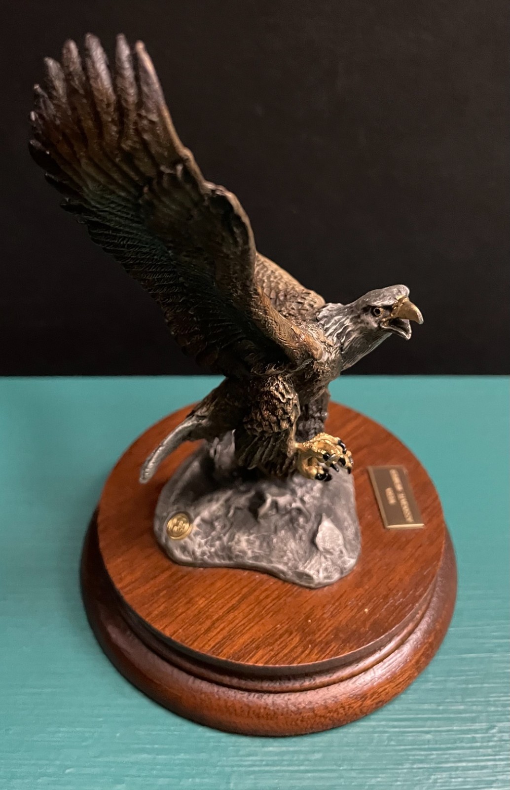 Chilmark Liberty Painted Pewter American Bald Eagle Flight Patriotic Art Statue