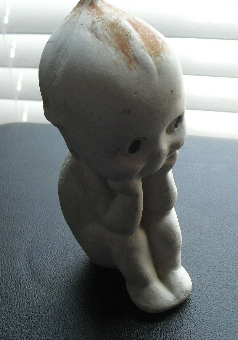 Unique Vintage Chalkware Kewpie Sitting Girl Figurine 6″ Tall