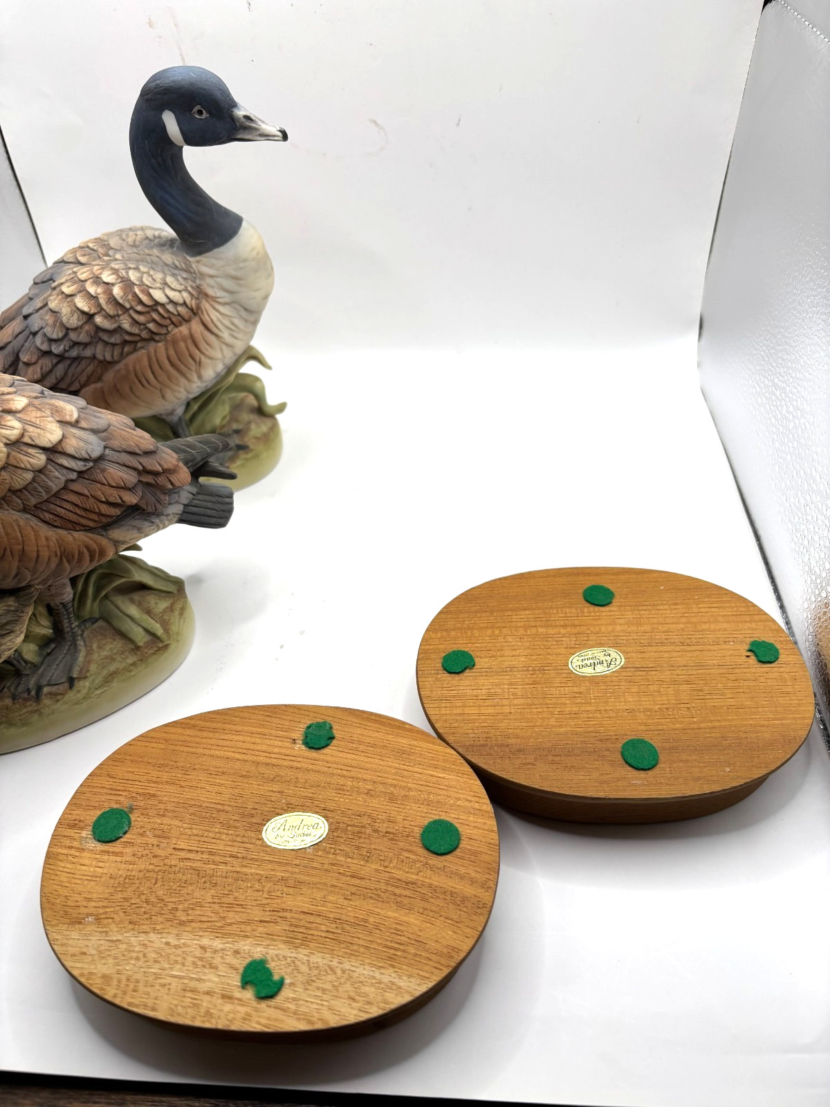 Two Hand Painted Canada Geese Andrea by Sadek Figurines Japan
